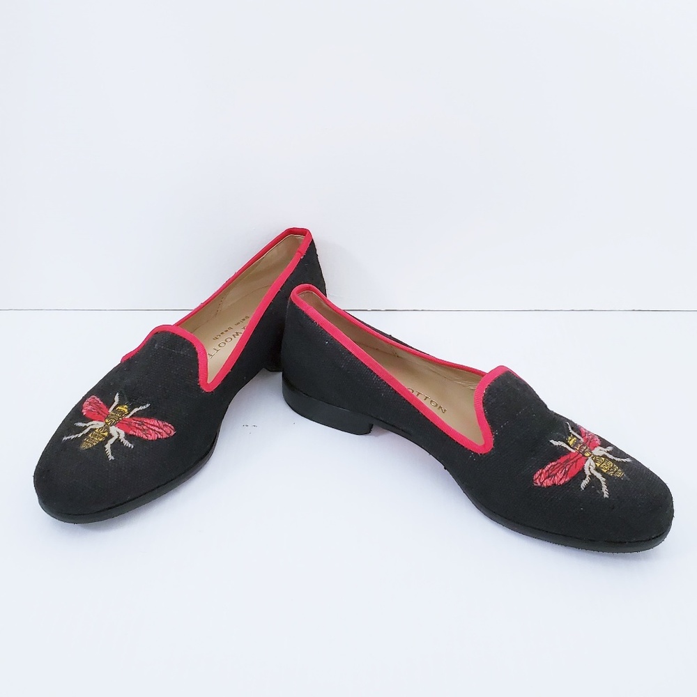 Stubbs & Wootton Linen Loafers Bee Detail US 5.5